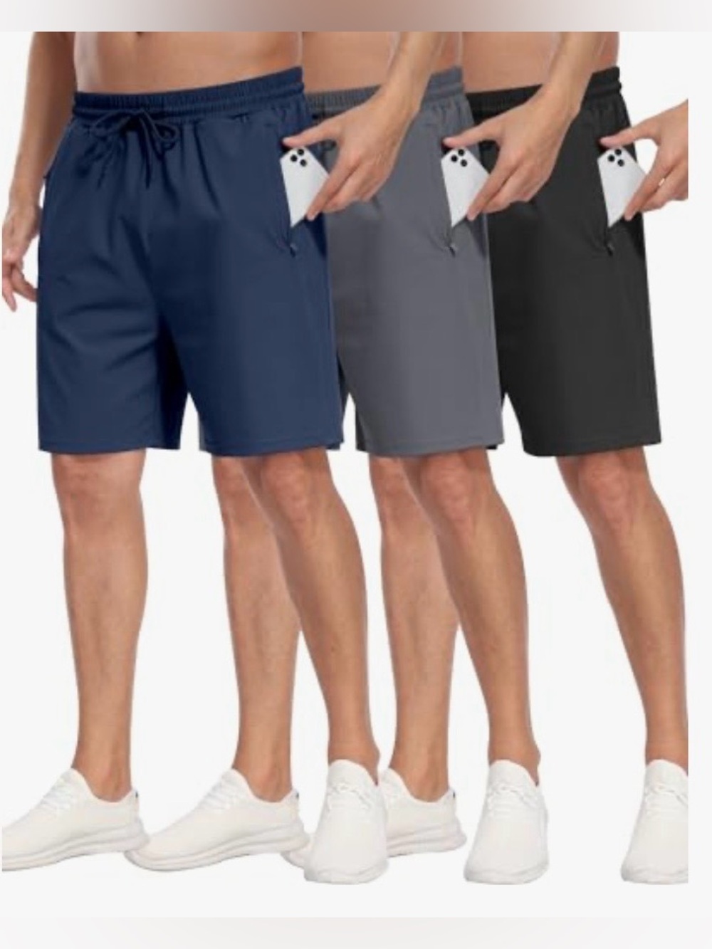 NWT PARISDIARY 3 Pack Men's Athletic Running Shorts with Zipper Pockets